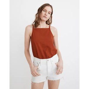 Madewell White Relaxed Denim Jean Shorts Tile White Button Fly Fray Hem 27